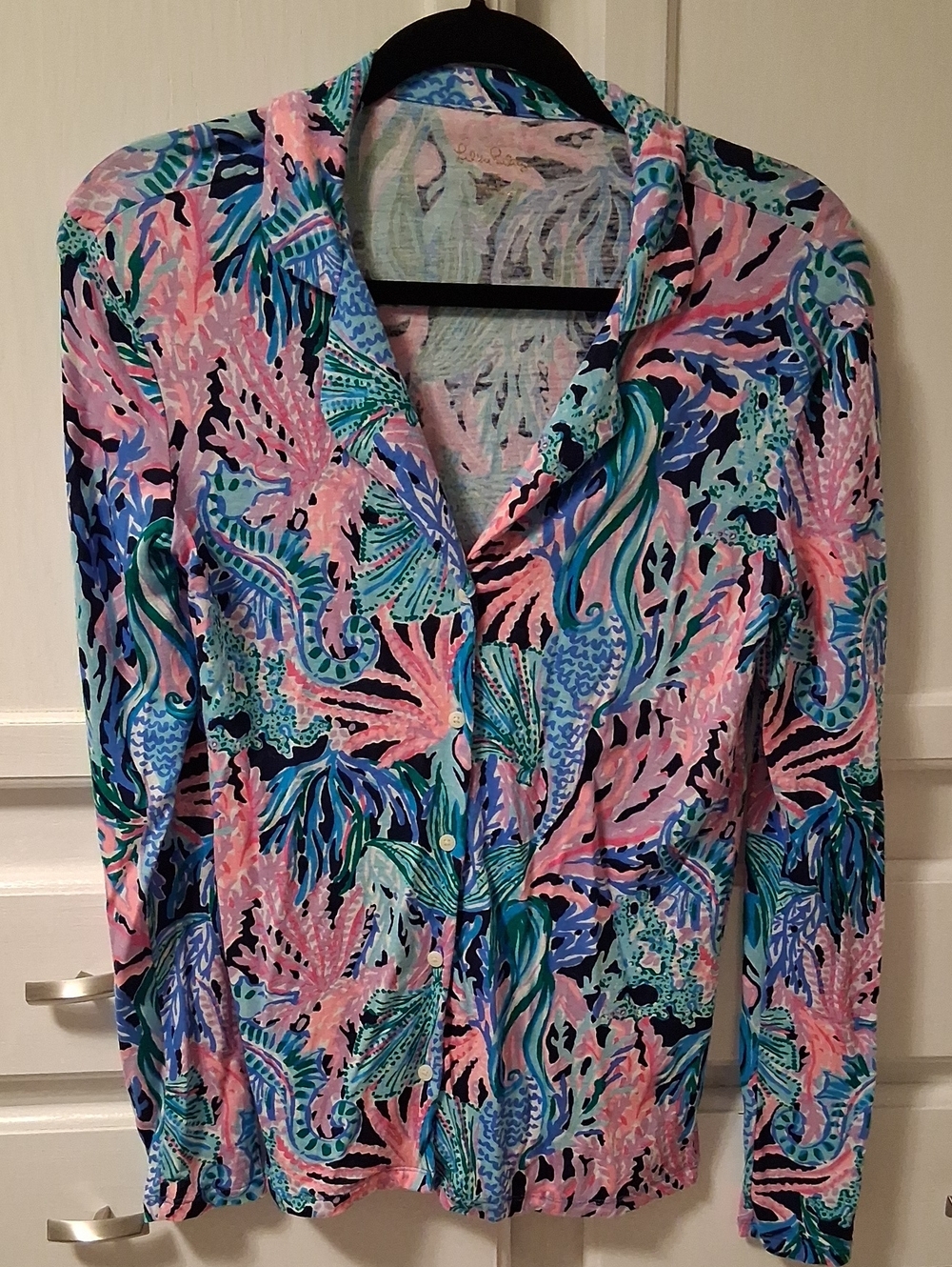 Lilly Pulitzer Pink, Blue & Teal Printed Button-Down Shirt